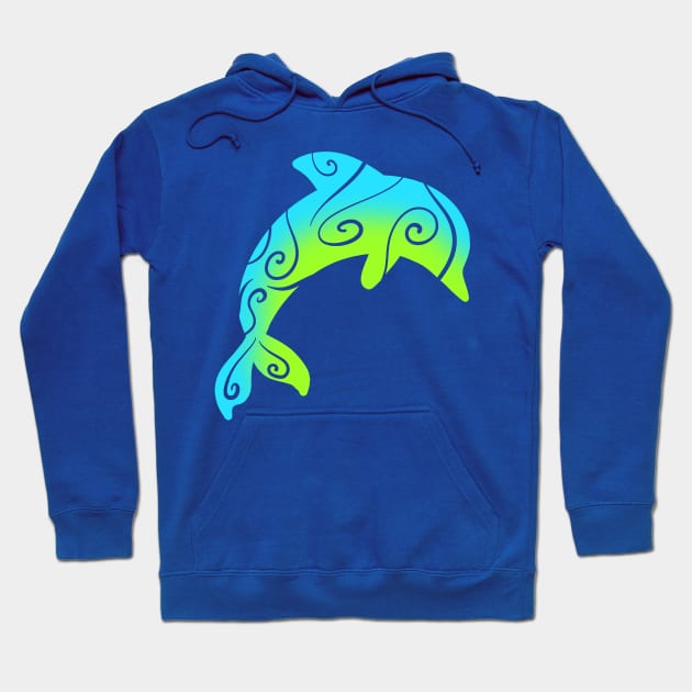 Blue And Green Dolphin Hoodie by KelseyLovelle